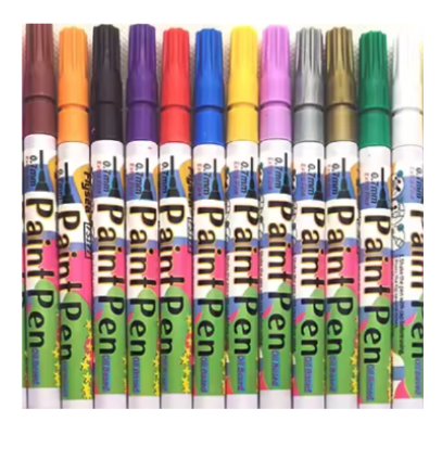 12 Colour Oil Based Permanent Paint Markers 0.7mm Tip