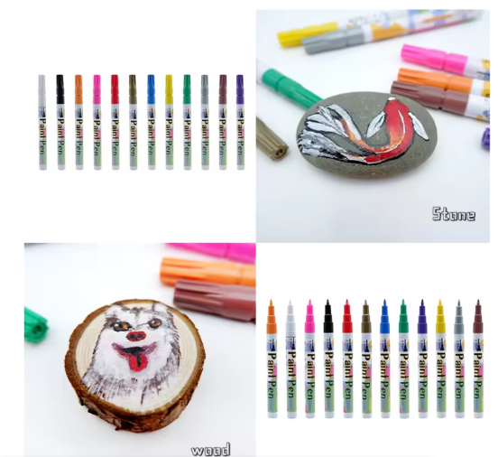 12 Colour Oil Based Permanent Paint Markers 0.7mm Tip