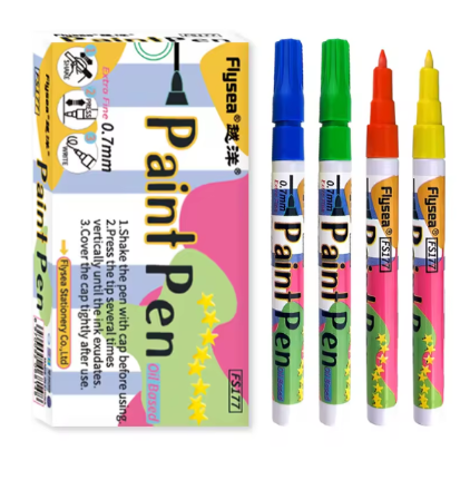 12 Colour Oil Based Permanent Paint Markers 0.7mm Tip