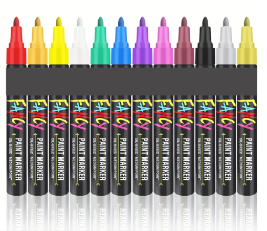 12 Fancy Oil Based Permanent Paint Markers 3.0mm