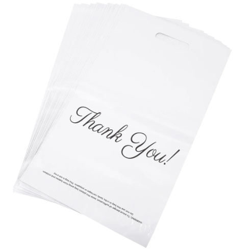 100 White Thank You Polymailers Packaging 25x33cm