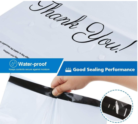 100 White Thank You Polymailers Packaging 25x33cm