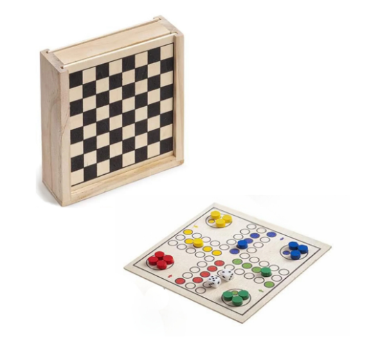 2 in 1 Wooden Ludo and Flying Chess Board Game Travel Portable Kids Adult