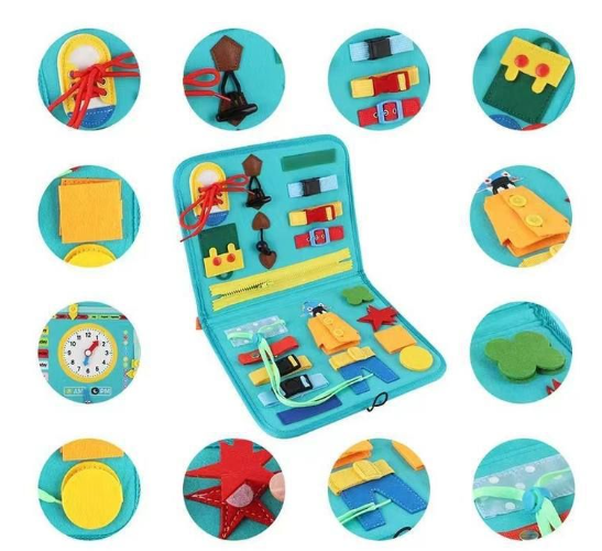 Montessori Toy Sensory Play Board Educational Pre School Toddler Activity Bag