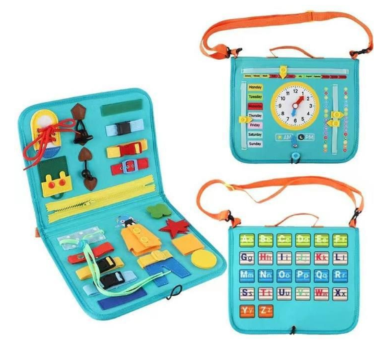 Montessori Toy Sensory Play Board Educational Pre School Toddler Activity Bag