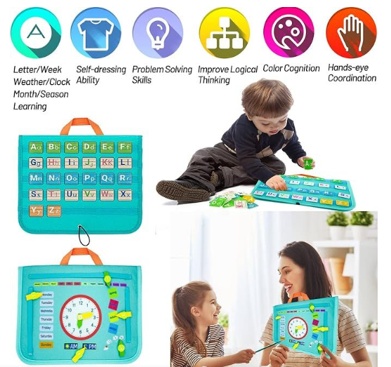 Montessori Toy Sensory Play Board Educational Pre School Toddler Activity Bag