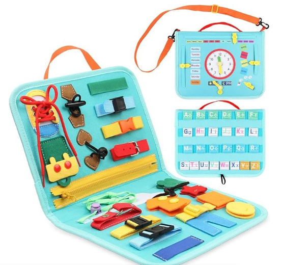 Montessori Toy Sensory Play Board Educational Pre School Toddler Activity Bag