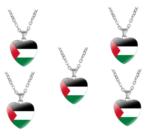 5 Pack Women Silver Stainless steel Palestine Pendant Necklace Gift Novelty