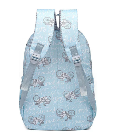 3 Piece Boy/Girl Bicycle Print Backpack Set Pencil Case Lunch Bag School - Blue Bicycle