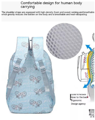 3 Piece Boy/Girl Bicycle Print Backpack Set Pencil Case Lunch Bag School - Blue Bicycle