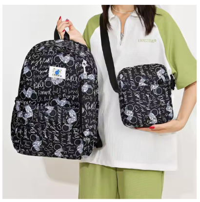 3 Piece Boy/Girl Bicycle Print Backpack Set Pencil Case Lunch Bag School - Black Bicycle