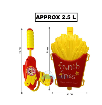 Kids Red French Fries Design Water Gun Hose Tank Backpack