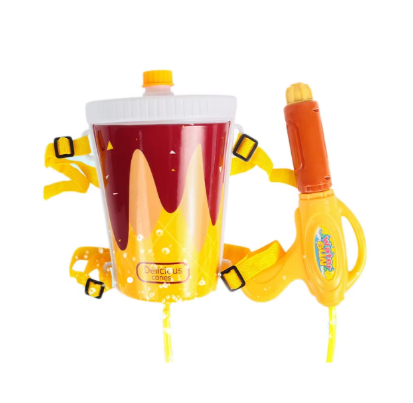 Kids Brown Cola Bottle Play Water Gun Hose Tank Backpack