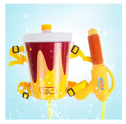 Kids Brown Cola Bottle Play Water Gun Hose Tank Backpack