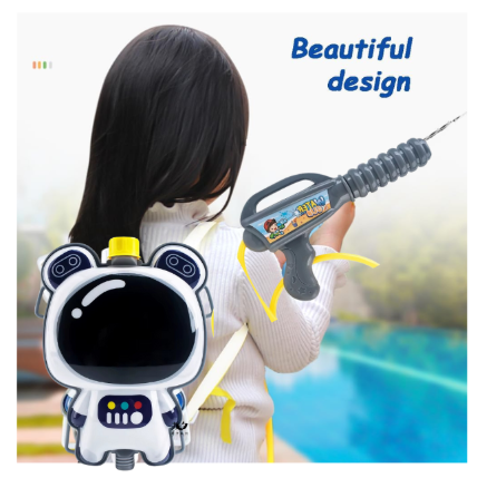 Kids White Astronaut Shaped Play Water Gun Hose Backpack Tank