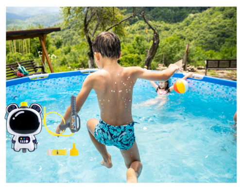 Kids White Astronaut Shaped Play Water Gun Hose Backpack Tank