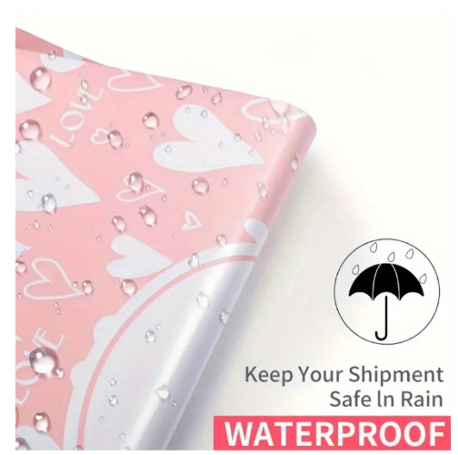 100  Pink White Heart  25x33cm Self-Adhesive Gift Bag Polymailers Packaging