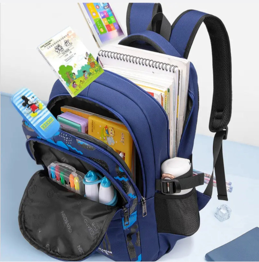 Kids School Backpack Astronaut Cartoon Boy Ortho & Reflective Strip -Blue