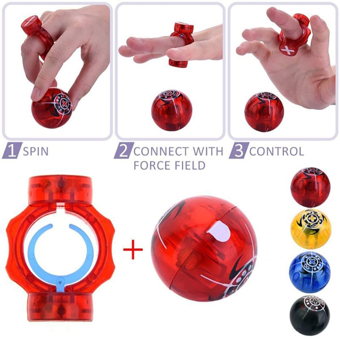 Magic Magnetic Spin Flashing Glowing Ring Ball Blue and Red 2 Pack Combo