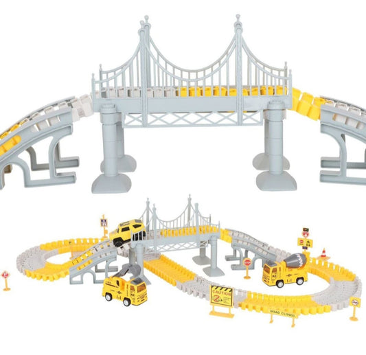 276 piece Construction Railway Track Building Set with Electric Race Trucks