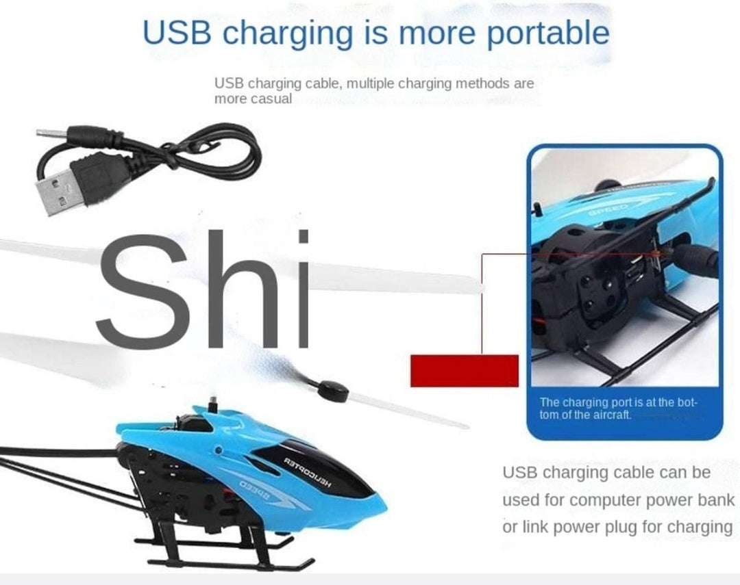 Flying Helicopter Remote Control Rechargeable with Infra Red Sensor -Blue
