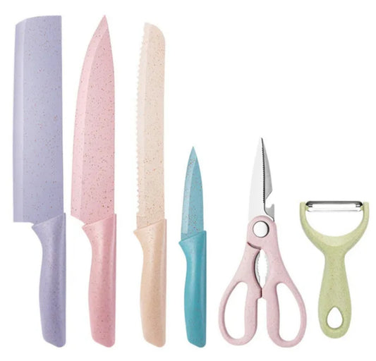 Kitchen Knife Set Gift Corrugated Rainbow Colour