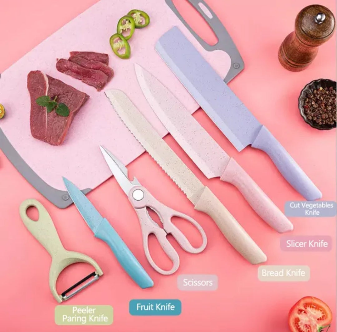 Kitchen Knife Set Gift Corrugated Rainbow Colour