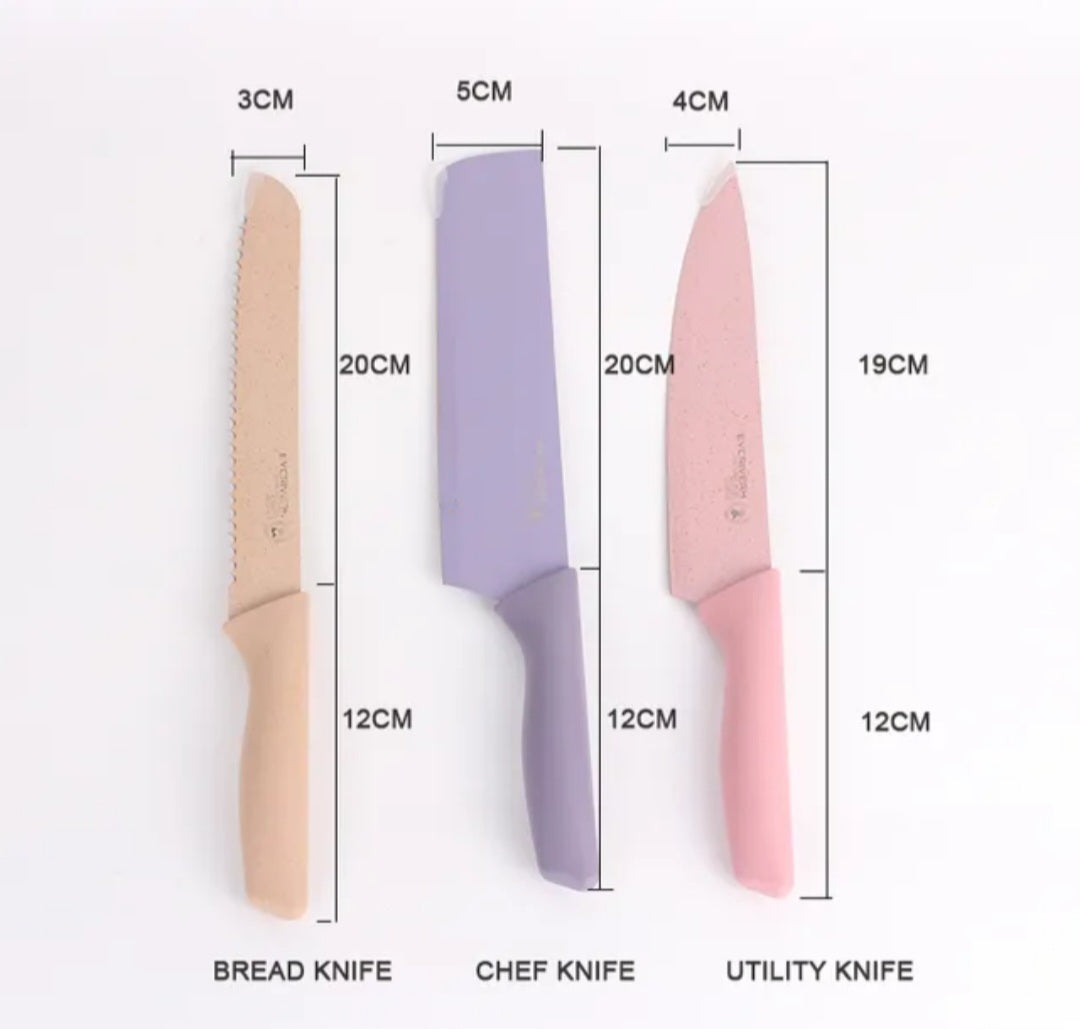 Kitchen Knife Set Gift Corrugated Rainbow Colour