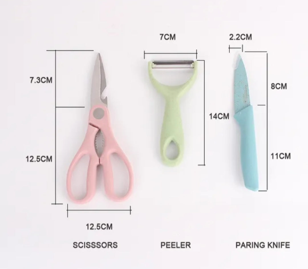 Kitchen Knife Set Gift Corrugated Rainbow Colour