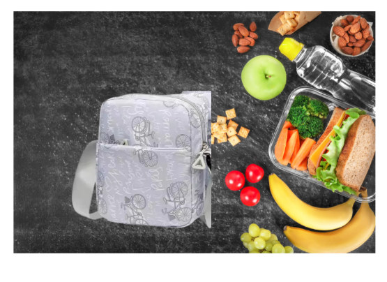 3 Piece Boy/Girl Bicycle Print Backpack Set Pencil Case Lunch Bag School - Grey Bicycle