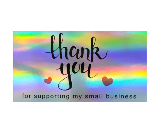 Holographic Silver Thank You Card