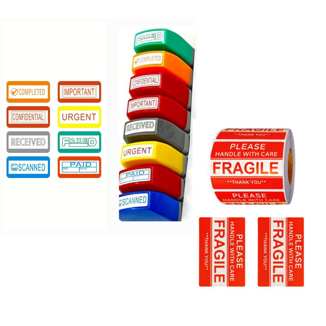 2PK Combo Business Stamp Set and Fragile Stickers