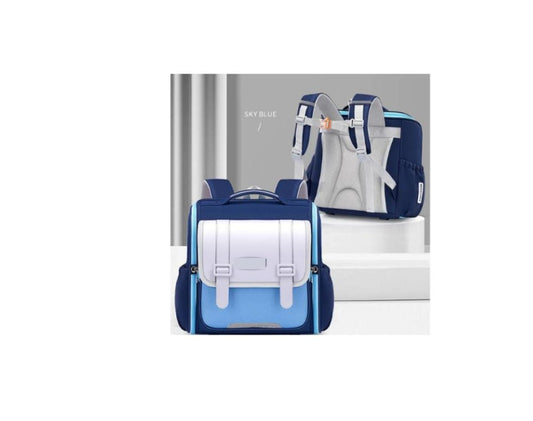 Cartoon Design Square Backpack Multi Colour British Horizontal Style School - Sky Blue