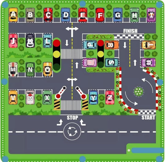 Montessori Educational Wooden Alphabet Puzzle Board Magnetic Car Park Maze