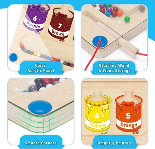 Paint Tin Montessori Early Learning Wooden & Magnet Colour sort Toy Maze Board & Pen