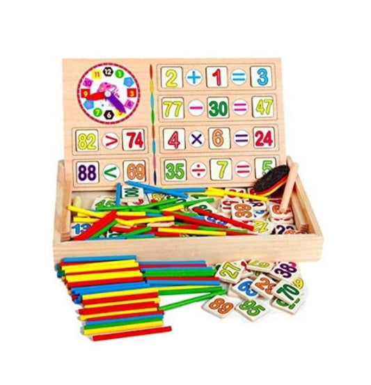 Montessori Educational Maths Wooden Toy Count Computation Box & Blackboard