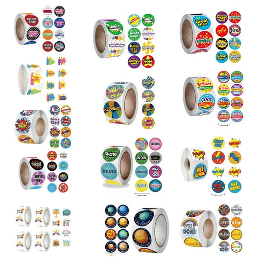 13PK Combo School Reward/ Recognition Stickers Teacher Pupil - 6000 Stickers (R17 Per Sticker Roll)