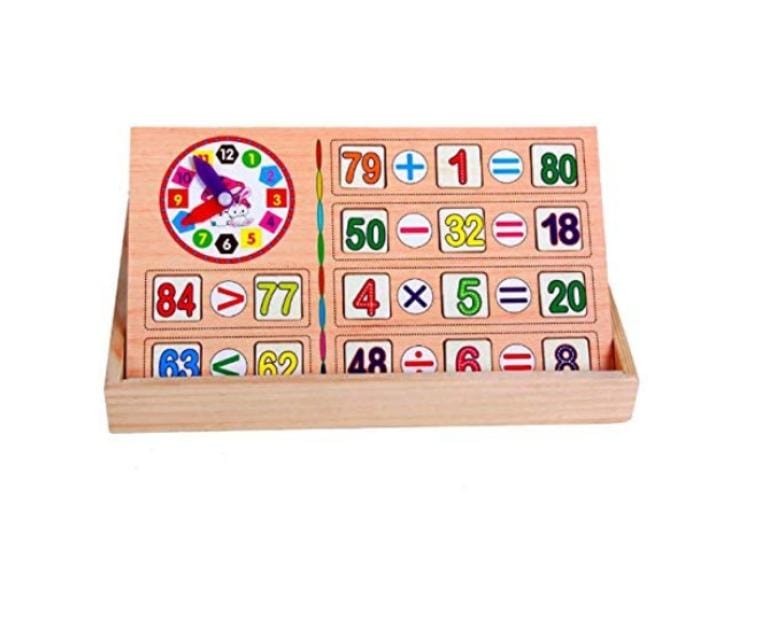 Montessori Educational Maths Wooden Toy Count Computation Box & Blackboard