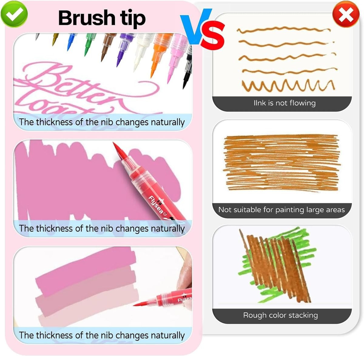 12 Acrylic Paint Markers Brush Tip 1-5mm