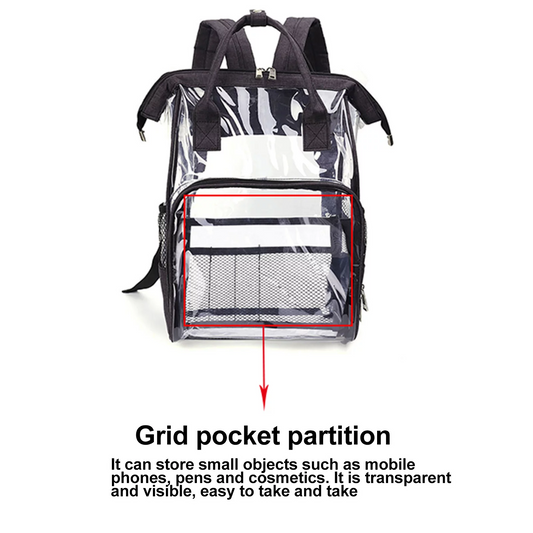 Transparent Back Pack with compartments BLACK