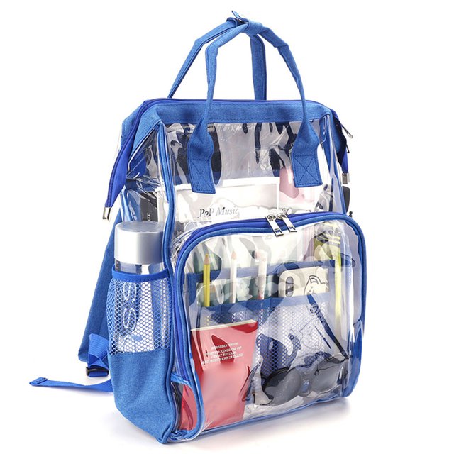 Transparent Back Pack with Compartments BLUE