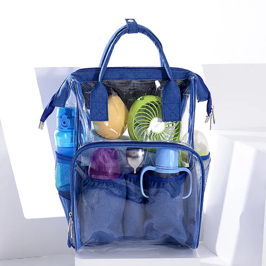 Transparent Back Pack with Compartments BLUE