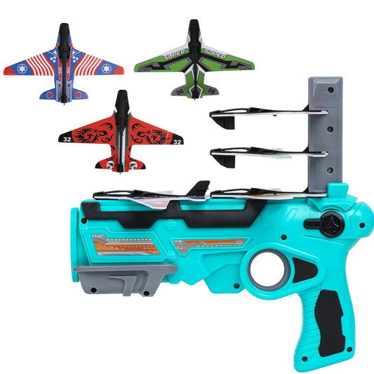 Launcher Catapult Gun with 4 foam flying airplanes Gliding Kids Boys Toys