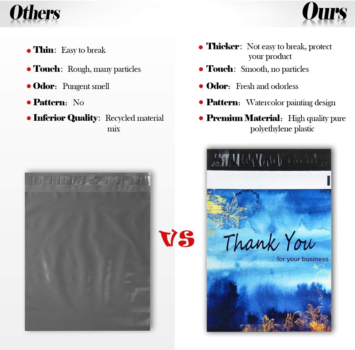 100 Blue Dyed Thank You Poly mailers Packaging 25x33cm self-adhesive