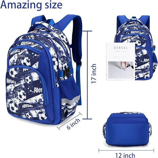 Soccer School Bag Geometric Design BLUE