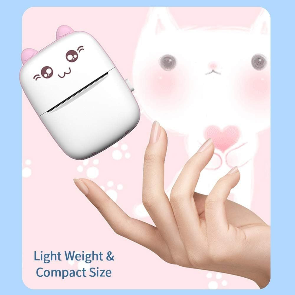 Mini Thermal Cat Face C9 Bluetooth Portable Pocket Printer Inkless 2 colour - Pink