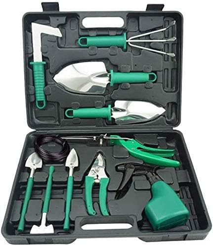 10 Pieces Green Garden Tool Set In Carry Case