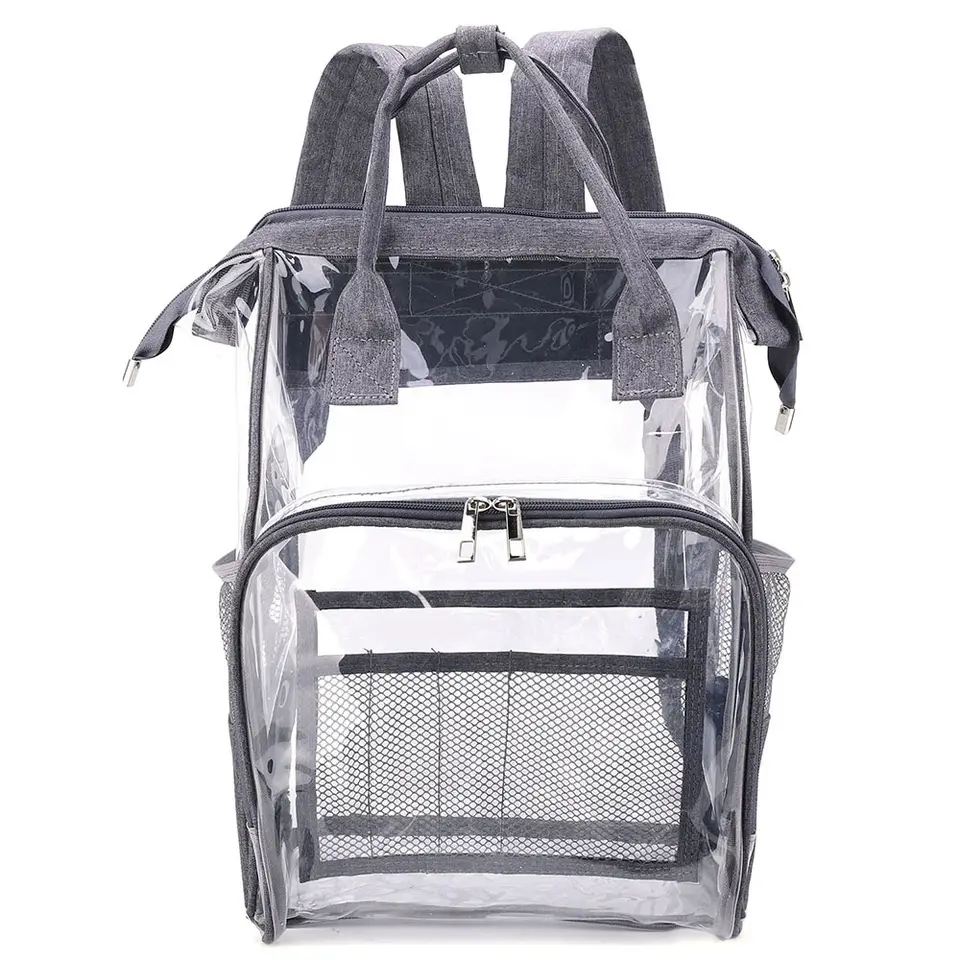 Transparent Backpack with compartments BLACK