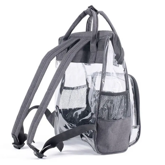 Transparent Backpack with compartments BLACK