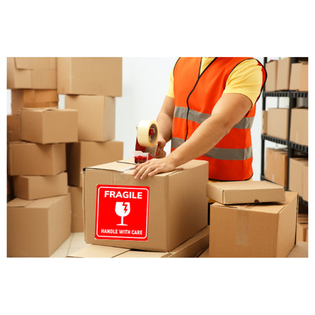 Fragile Handle With Care Packaging Labels 12x12cm -300pcs